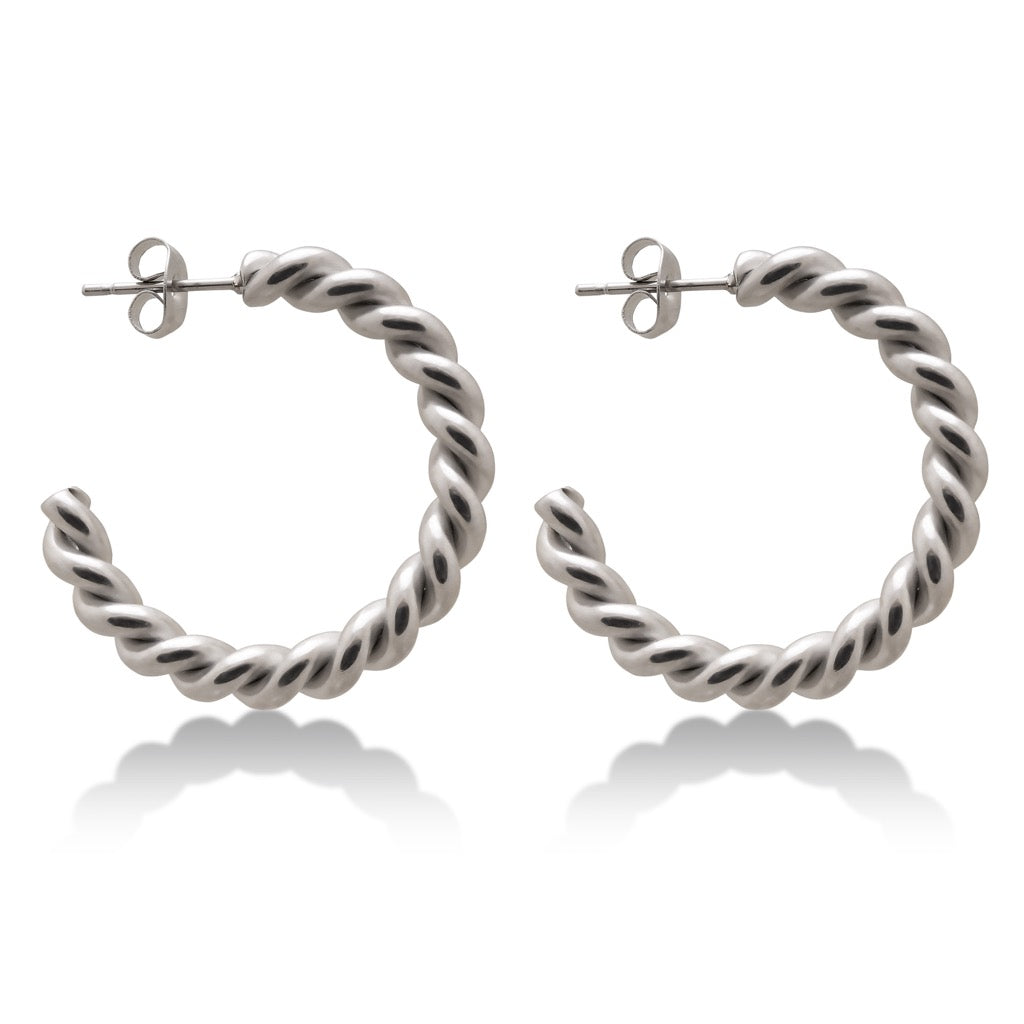 Aera Berlin Jewelry - Orbit Twist C Hoop Earring Sterling Silver Product Photo