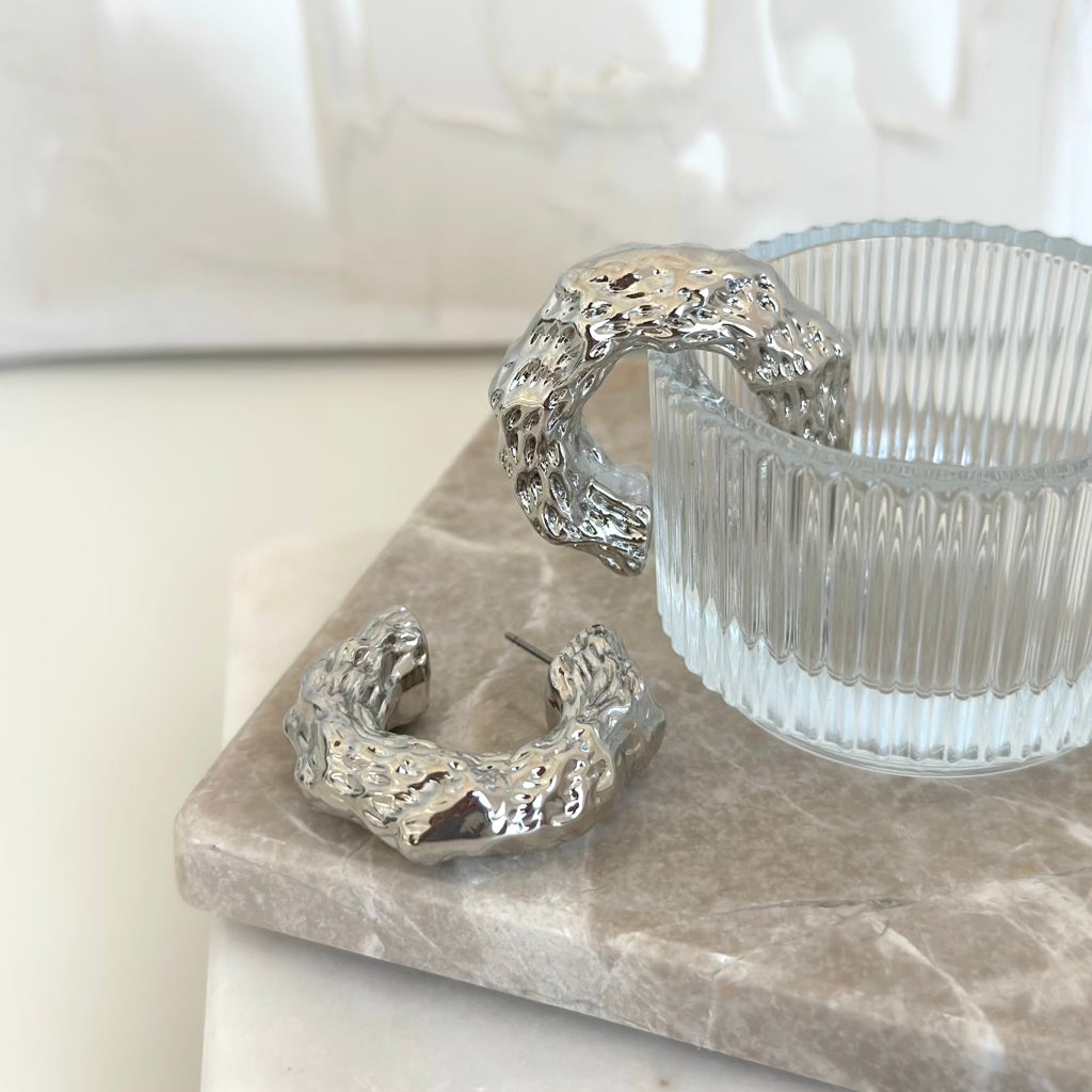 Aera Berling Jewelry - Pluto Textured C Hoop Earring Sterling Silver Product Home Photo