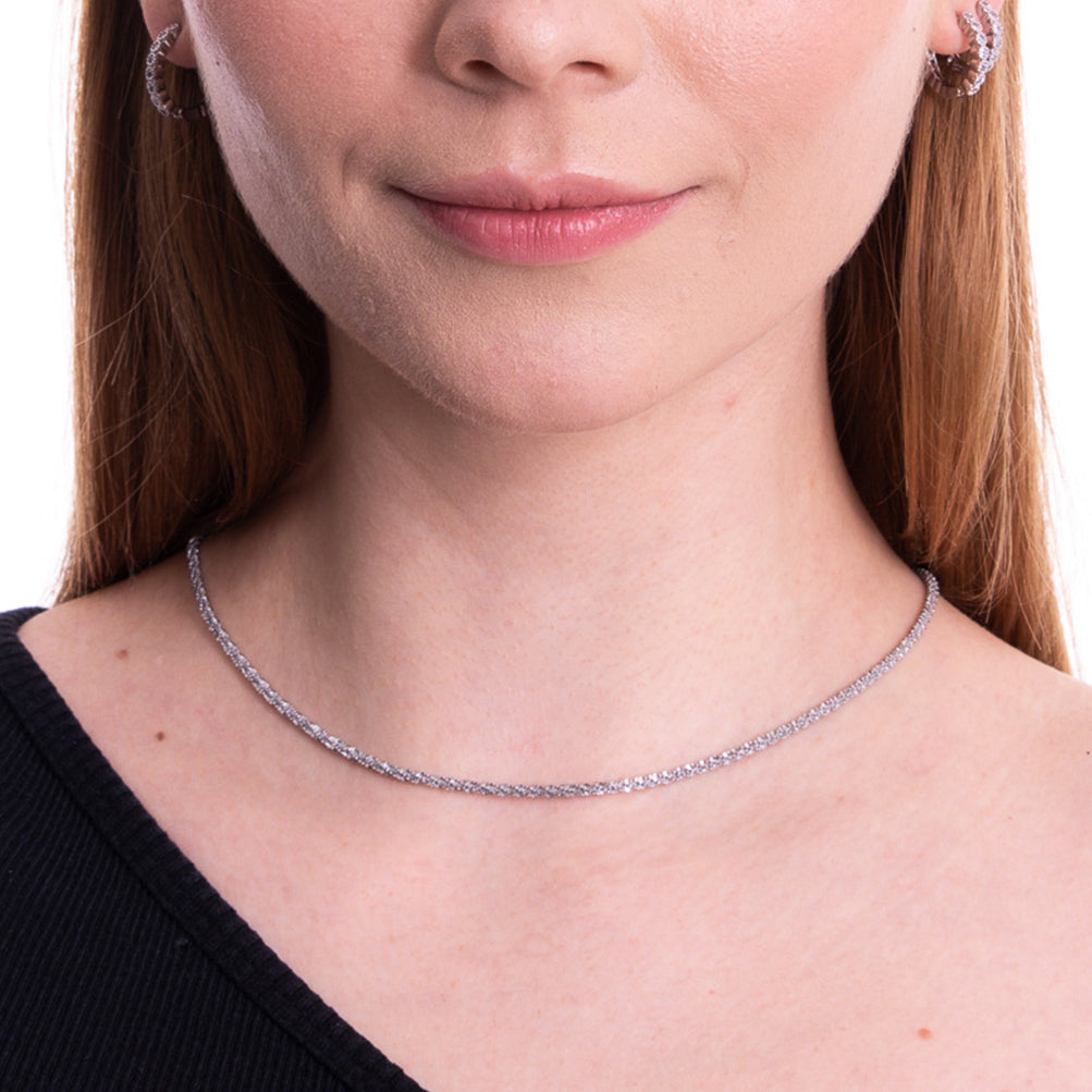 Aera Berling Jewelry - Nysa Rolo Necklace Sterling Silver Model Photo Front