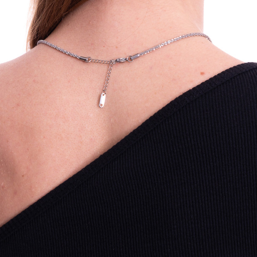 Aera Berling Jewelry - Nysa Rolo Necklace Sterling Silver Model Photo Back