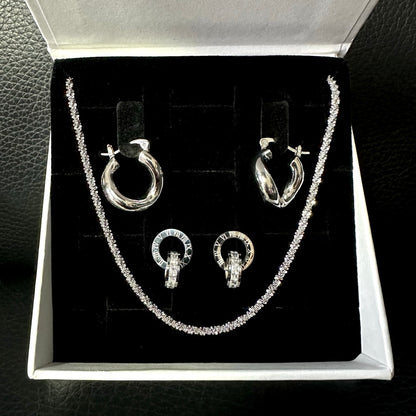 Silver Earring Necklace Bundle