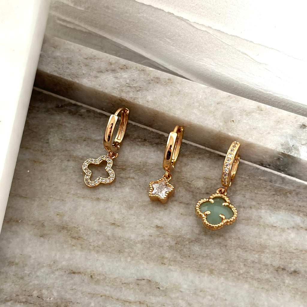 Aera Berling Jewelry - Grus Clover Hoop Earring 18K Gold Plated Product Photo