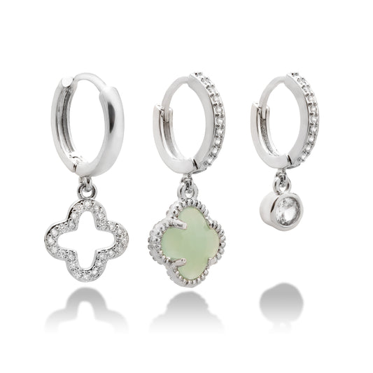 Aera Berling Jewelry - Grus Clover Hoop Earring Sterling Silver Product Photo