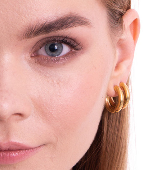 Aera Berling Jewelry - Nova Huggie Earring 18K Gold Plated Model Photo Front