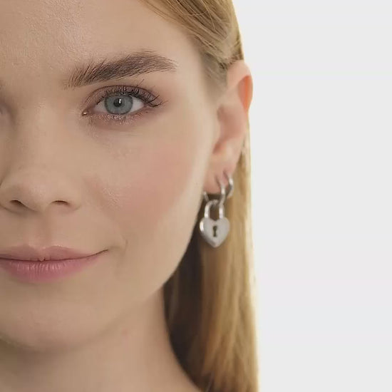 Aera Berlin Jewelry - Heart Lock Huggie Drop Earring Model Video